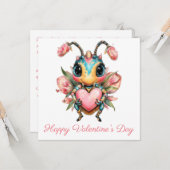 Grillige Bug Hart Valentijnsdag Kaart (Voorkant / Achterkant in situ)