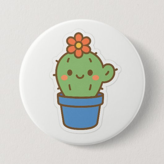 grillige cactus ronde button 7,6 cm (Voorkant)
