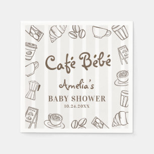 Grillige Cafe Bebe Brown Streep Baby Shower Servet