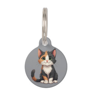 Grillige Calico Kat met Kat-Attitude Huisdierpenning