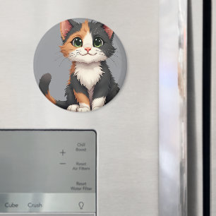 Grillige Calico Kitten met Cattitude Magneet