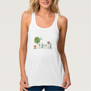 Grillige Candy Tuin Illustratie. Dames Flowy Tanktop