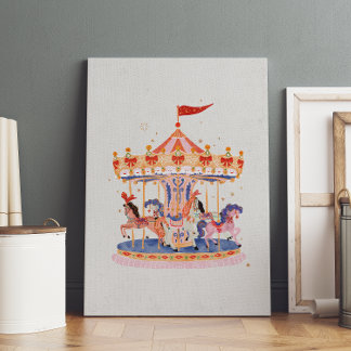 grillige  carrousel Waterverf Poster