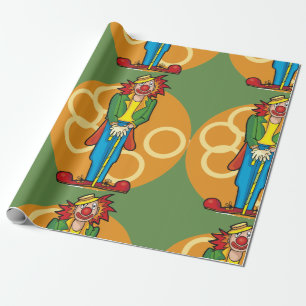 Grillige Cartoon Clown met Fel Kleuren Cadeaupapier