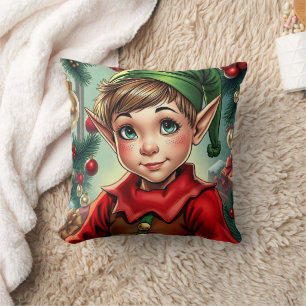 Grillige Cartoon Elf Kerstmis Kussen