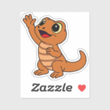 Grillige Cartoon Gecko Decal Bruin