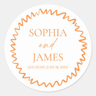 Grillige citrus sinaasappel golvende rand bruiloft ronde sticker