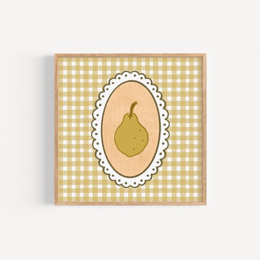 Grillige Coquette Peer met Gingham Achtergrond Poster