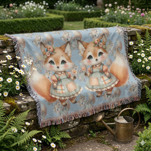 Grillige Cottagecore Bloemige Pastel Vos Deken