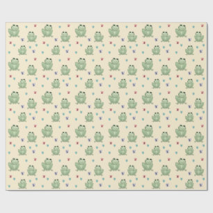 Grillige Crème Waterverf Kikker Baby Shower Cadeaupapier