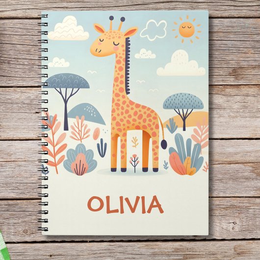 Grillige Cute Giraffe in Savanne Notitieboek