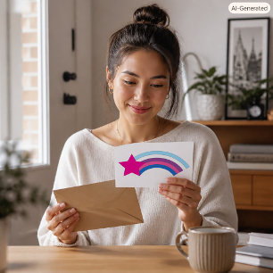 Grillige Cute Magenta Vallende Ster Regenboog Briefkaart