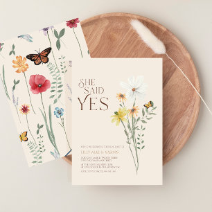 grillige daisy wildflower ze zei ja Verloving Kaart