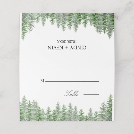 grillige dennenboom bos bruiloft (Buitenkant ongevouwen)