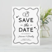 grillige doedel bruiloft save the date (Staand voorkant)