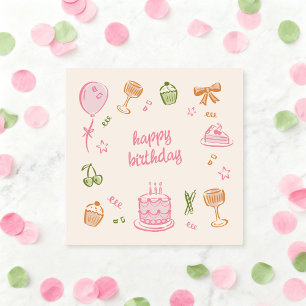 Grillige Doodle Schetsen Gelukkige Verjaardag Kaart
