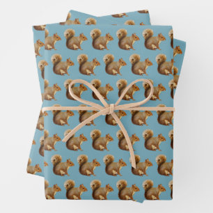 Grillige Eekhoorn Patroon Premium Inpakpapier Vel