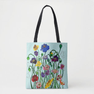 Grillige Eendenei Blauw Wilde Klaproos Aquarel Draagtas