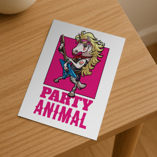 Grillige Eenhoring 80s Glam Metal Feest Dier Carto Briefkaart