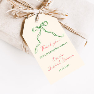 Grillige, eigenzinnige, handgeschreven strik bruid cadeaulabel