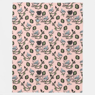 Grillige Elf en Vogel Patroon op Roze Fleece Deken