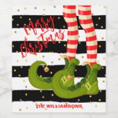 Grillige Elf Legs Kerstmis Wijn Etiket (Enkel label)