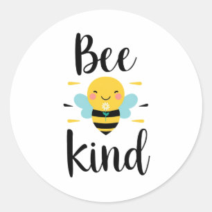 Grillige en vriendelijke bijillustratie ronde sticker