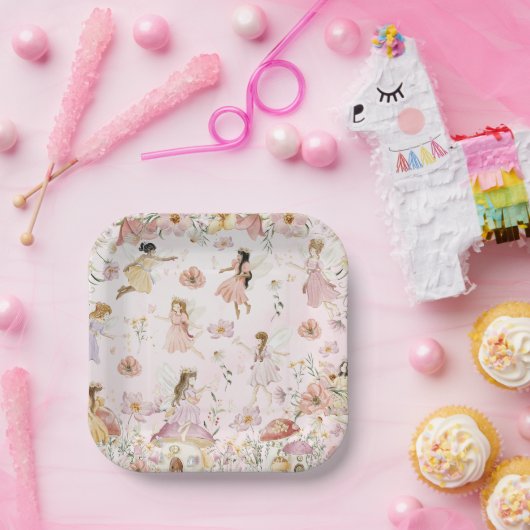 grillige feeën verjaardag bloem tuin weide papieren bordje (Feest)