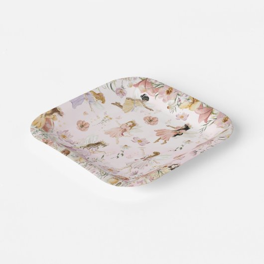 grillige feeën verjaardag bloem tuin weide papieren bordje (Gebogen)