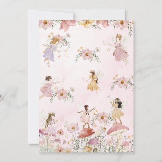 grillige feeën verjaardag bloem tuin weide save the date (Achterkant)