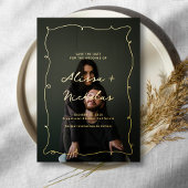 grillige foto bruiloft bewaar de datum goud folie uitnodiging