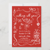 grillige Friendmas party Santa cocktail Aankondiging (Voorkant)