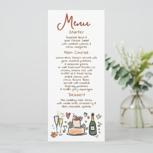 Grillige funky handgeschreven herfst bruiloftsmenu menu