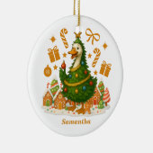 grillige gans kerstboom | Vakantie Keramisch Ornament (Rechts)