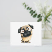 grillige Gekke mops Briefkaart (Staand voorkant)