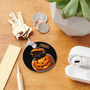 Grillige gelukkige Halloween ronde sleutelhanger