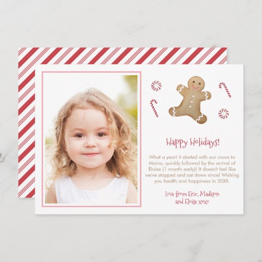 Grillige Gemberkoekman Klein Meisje Klaslokaal Feestdagenkaart (Voorkant / Achterkant)