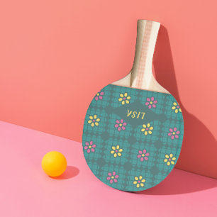 grillige girly daisie patroon tennis sport ontwerp tafeltennisbatje