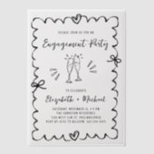 Grillige Golvende Frame Overlay Betrokkenheid Fees Vellum Uitnodigingen (Voorkant)