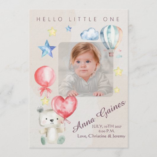 Grillige Hallo Kleine Aankondiging (Voorkant)