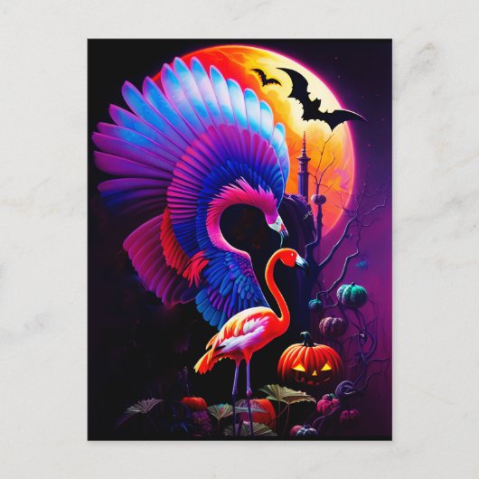 Grillige Halloween Flamingo Horror Briefkaart (Voorkant)