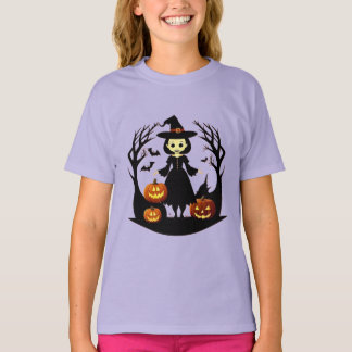 Grillige Halloween Heks Pompoenen Vleermuizen Spoo T-shirt