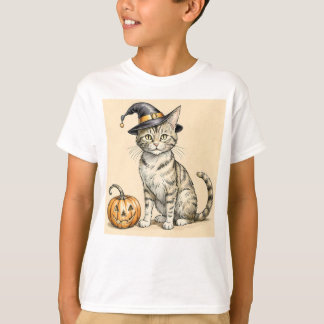 Grillige Halloween Kat, Halloween Heksenkat, T-shirt