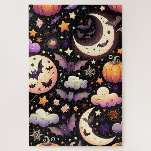 Grillige Halloween Nachtelijke Hemelpatroon Legpuzzel