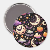 Grillige Halloween Nachtelijke Hemelpatroon Magneet (Voorkant / Achterkant)