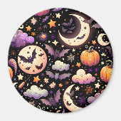 Grillige Halloween Nachtelijke Hemelpatroon Magneet (Voorkant)