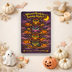 Grillige Halloween Uil Pompoen Nacht Kaart