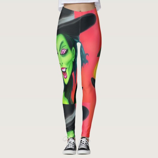 grillige halloweenheks leggings (Voorkant)