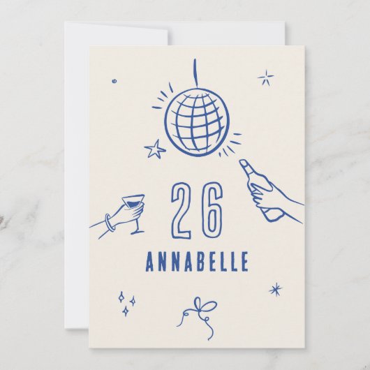 grillige hand getekende boog verjaardagsfeest drin kaart (Voorkant)