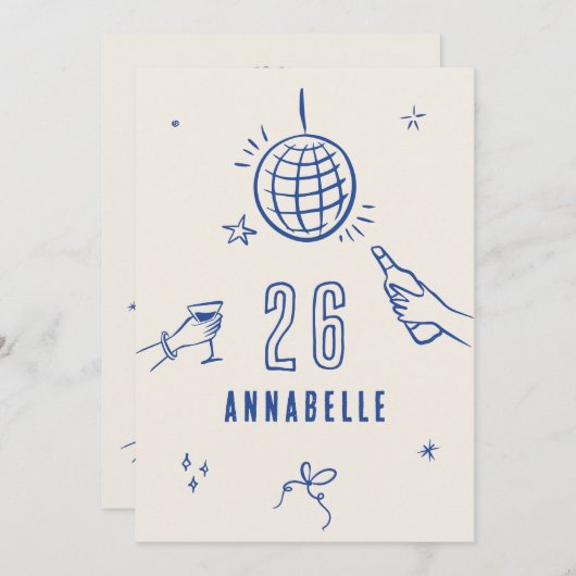 grillige hand getekende boog verjaardagsfeest drin kaart (Voorkant / Achterkant)